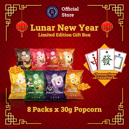 The Kettle Gourmet HUAT Popcorn CNY Gift Box (Assortment of 8 Packs x 30g)